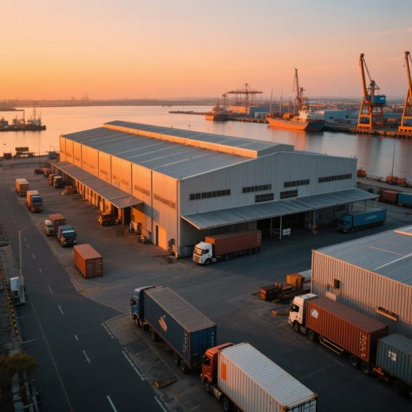Edificio de almacén prefabricado de acero con ventanas de aluminio y PVC