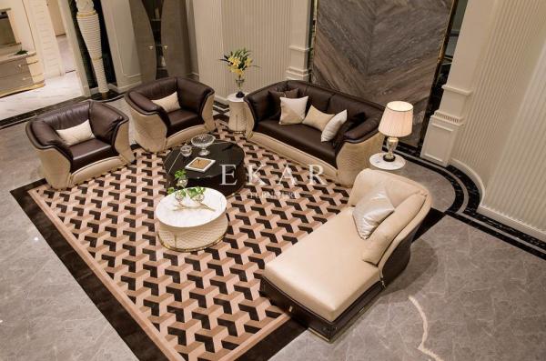Modern Luxury Italian Leather Living Room 7 Seater Sofa Set For Villa