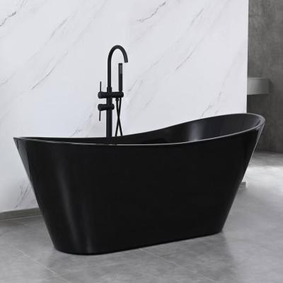 1700 mm haut brillant freestanding pantoufles acryliques bain baignoire Noir