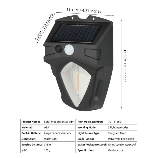 50000 Hours Lifespan Outdoor Solar Wall Light with Motion Sensor and LED Light Source