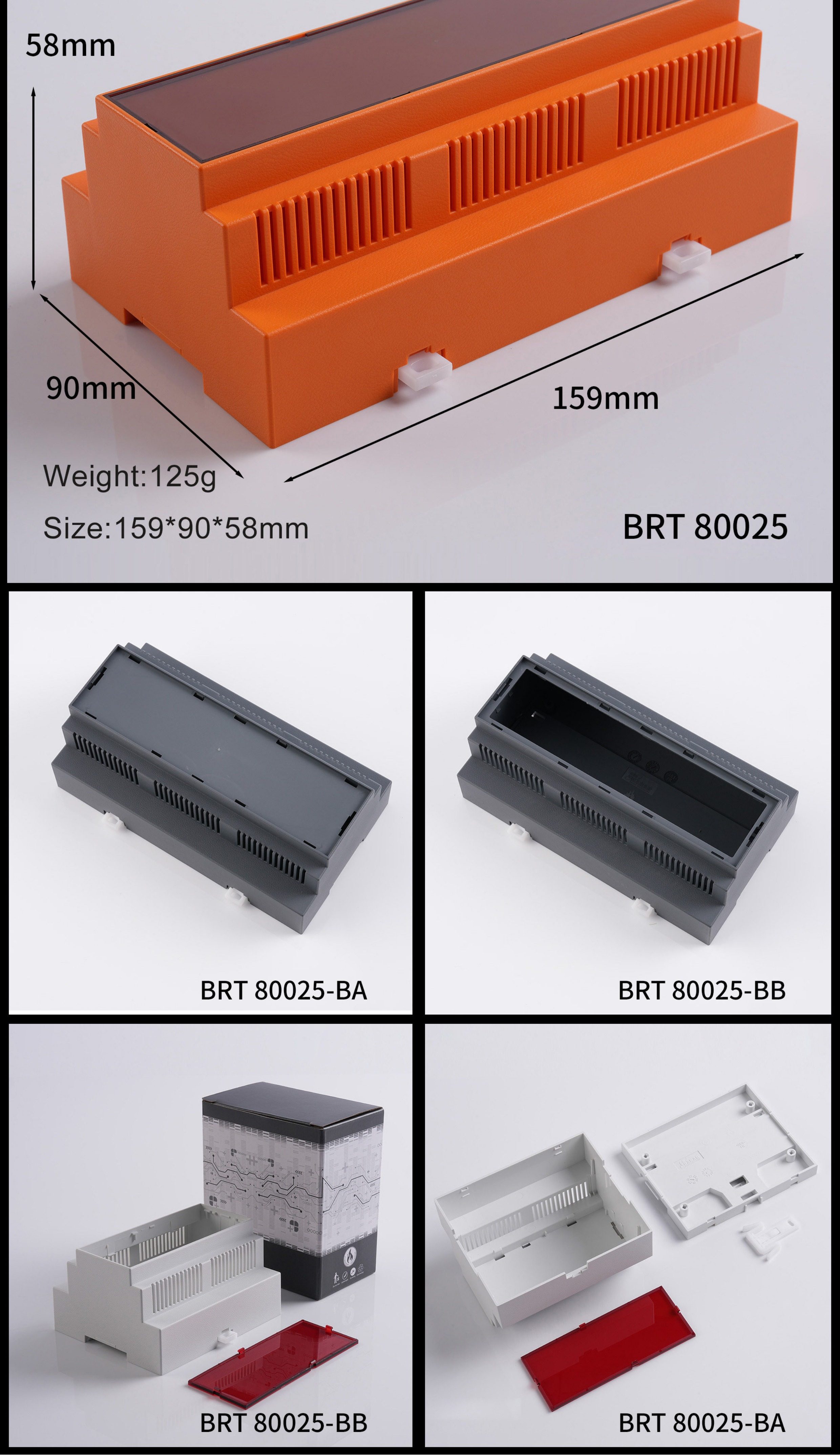 DIN Rail Enclosure 159*90*58mm 9 Module DIN Rail Box For Industrial Control & Power Supply