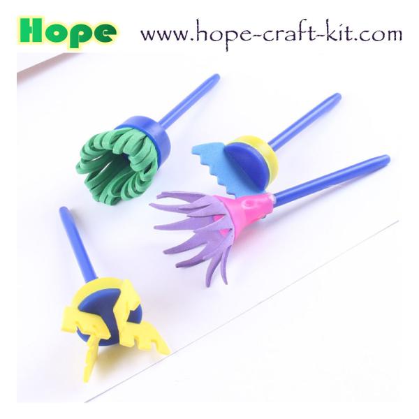 Kids DIY Hobby Acrylic Watercolor Painting Art Craft Plastic Handle Foam Paint Roller mini Sponge stamp roller brush