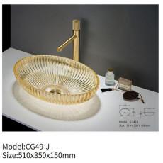 Bathroom Hand Wash Glass Basin Sink Oval Shape Hotel Clear Colorful Vessel Crystal