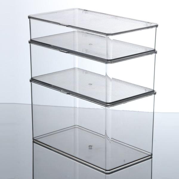 Clear Stackable Storage Bins With Lids, Large Plastic Containers With Handle For Pantry Organizer And Storage,Perfect For Bathroom,Cabinet,Kitchen,Fridge,Closet Organization