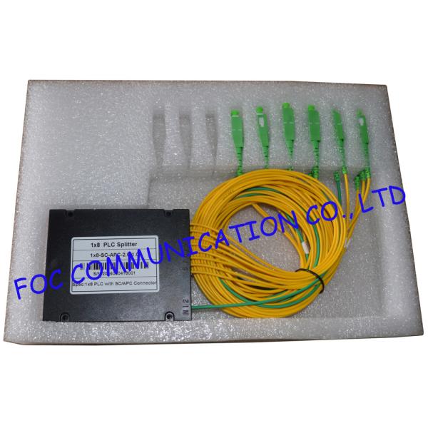 Yellow Fiber PLC Splitter SC / APC , 1*4 And 1*8 FTTX FTTH Splitter Low Insertion Loss