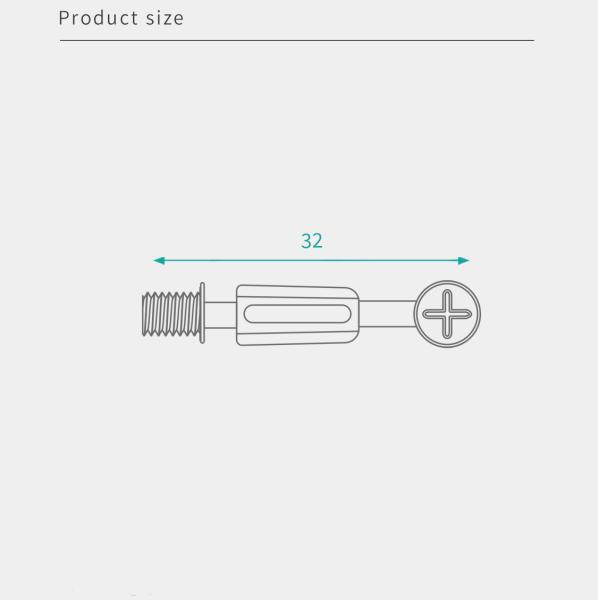 Compact Cam Dowel Screw 32mm Length Low Profile Fastening Shaft For Modular Cabinet Assemblies