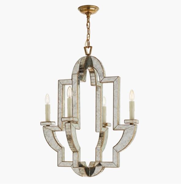NW 5040 Lido Medium Chandelier 33 Height Antique Mirror With Antique Brass Finish