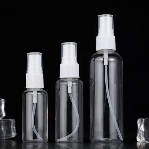 50ml portable travel mini pocket clear transparent lotion alcohol disinfectant flat round PET plastic spray bottle