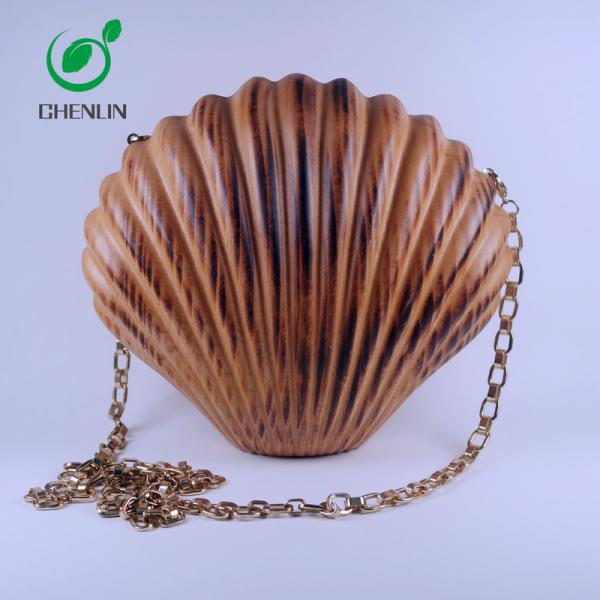 ISO9001 Shell Leather And Wood Bag Handmade Carving Artwork