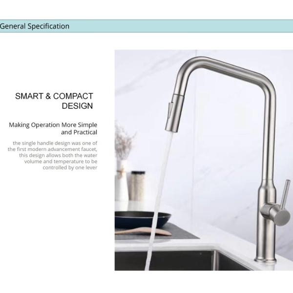 Infrared Sensor Kitchen Basin Taps Brushed Nickel SUS304 Stainless Steel
