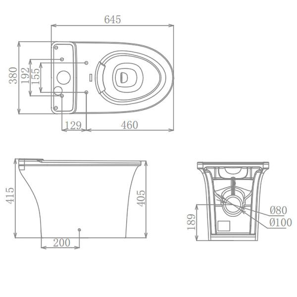 Туалет изделий Bathroom санитарной повешенный стеной, керамическая стена установленная уборная