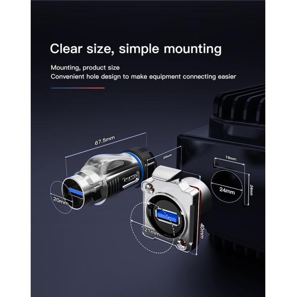 CNLINKO BD24 Metal Circular Data Connector USB Plug Waterproof USB 3.0 Connector
