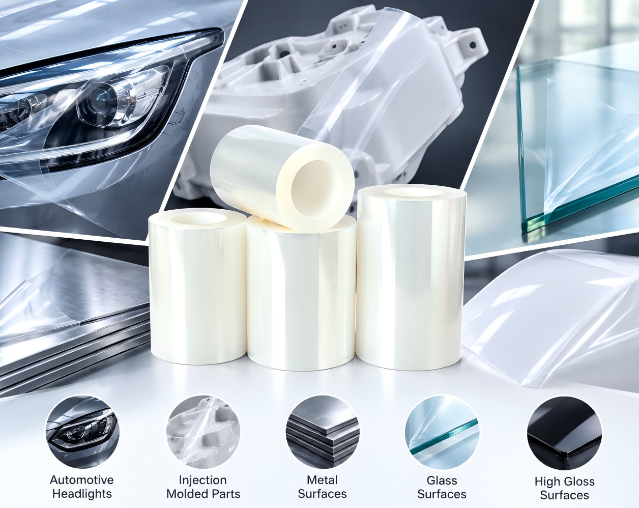 Transparent PE Surface Protection Film for Glass, Metal and Acrylic Sheets | Low Tack Temporary Film
