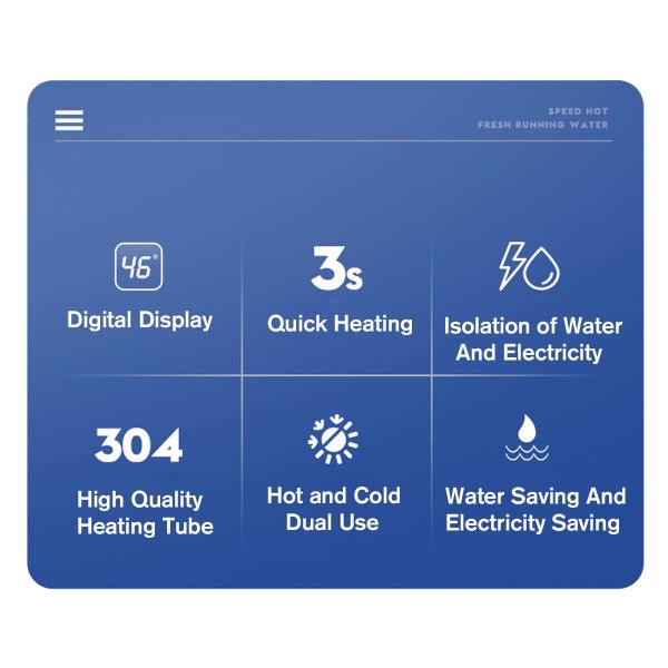 304 Stainless Instant Electric Water Heater Tap IPX4 Deck Mounted Kitchen Faucet