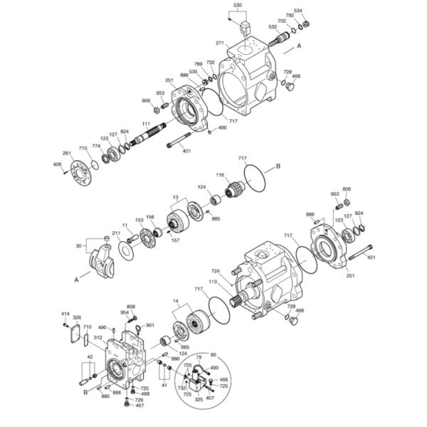 DH300-7 масляный насос поршеня экскаватора K5V140DTP