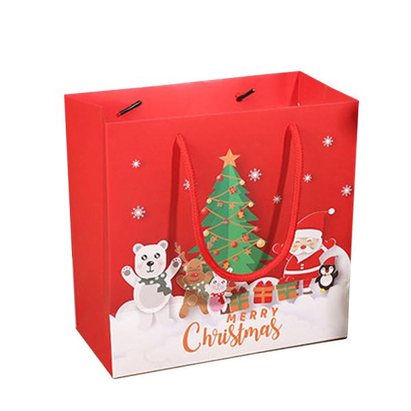 Sacos de presente de papel de Natal duráveis Impressão offset Sacos de embalagem de cartão