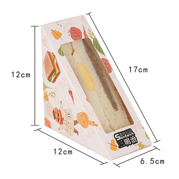 Biodegradable Burger Disposable Food Packaging Carton Triangle Sandwich Bag