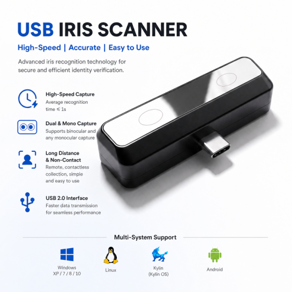 JP-iM26T Iris Recognition SDK 8 megapixels FAR <0.001%, FRR <1% DC 5V Auto Focus