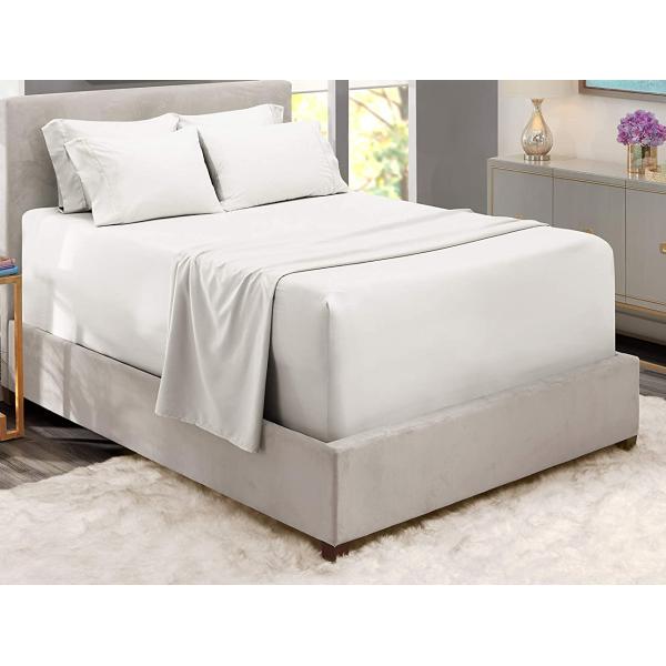 Bed Sheet Solid Pattern Brushed Microfiber Bamboo Bedding Set 6pcs for Bedroom