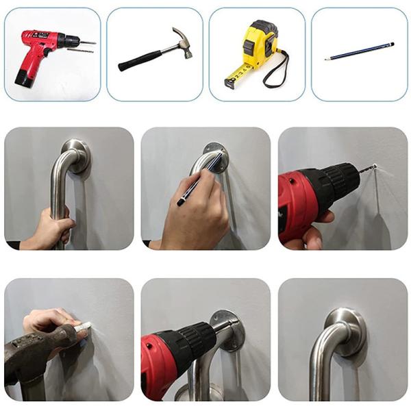 T Shaped Stainless Steel Grab Bar With Mirror Polishing Brushed Nickel Color