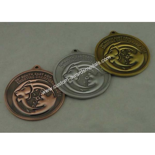 Antique Brass Zinc Alloy Shooting Medals Die Cast With 3D