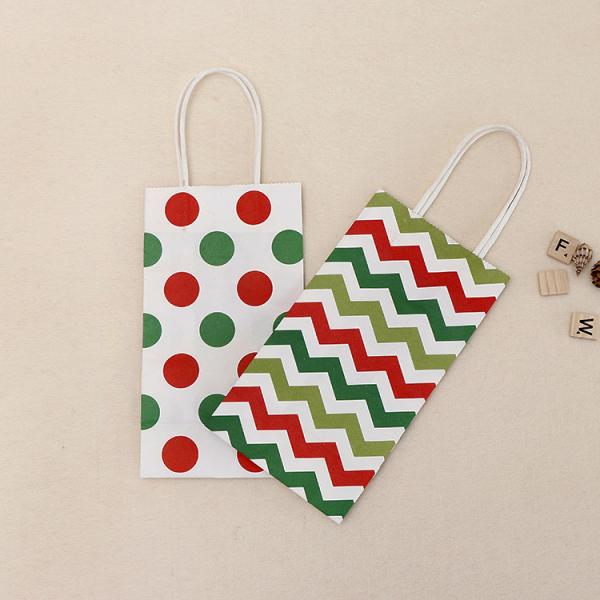 Fancy Fête de Noël Favour Gift Kraft Sac en papier avec poignée Couleur personnalisée Accepté