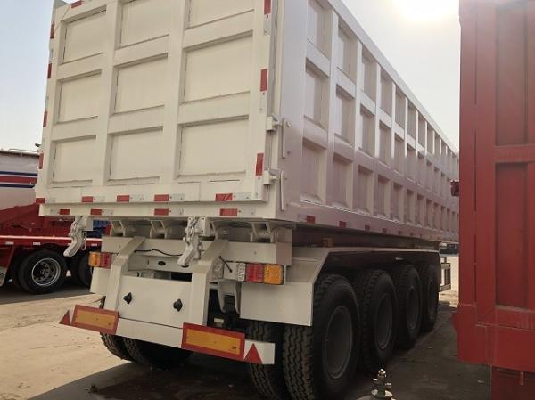 60T 80T Rear Dump Trailers , 4 Axle Rear Tipper Trailer 35m3 40m3