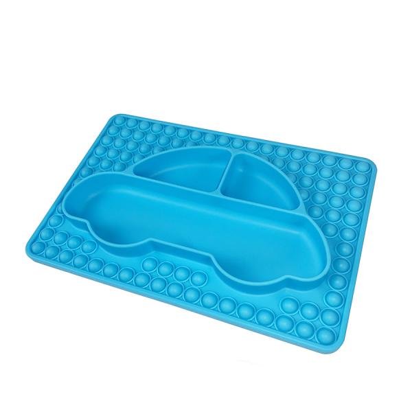 Car Shape Silicone Baby Suction Plate BPA Free Divided Dinner Plates