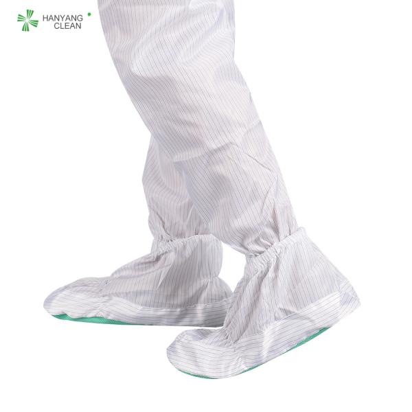 A sapata antiderrapante antiestática do ESD da listra das sapatas do outsole macio branco reusável e lavável do quarto desinfetado cobre