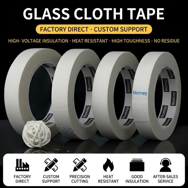 High Temperature Resistant Double Sided Glass Cloth Tape with H-Class Insulation and Clean Removal Without Residue