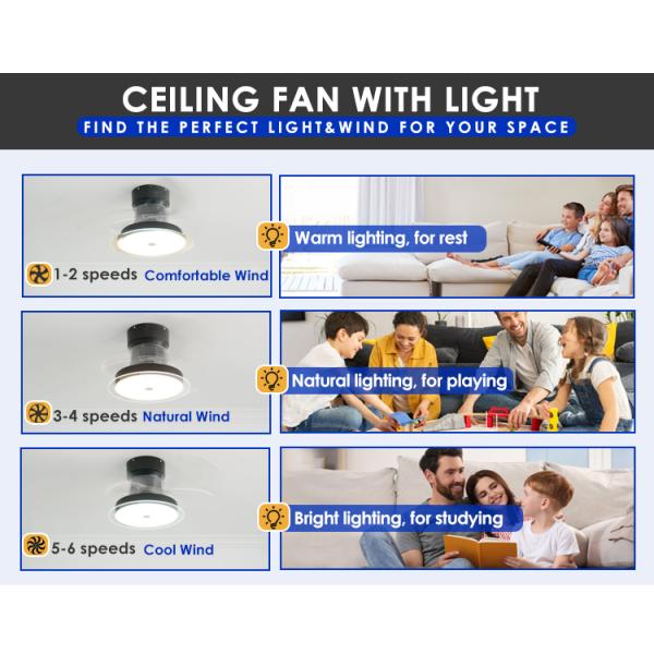 30 polegadas LED iluminação ventilador de teto 3 ABS claras lâminas Vento suave e APP Switch estilo 2-