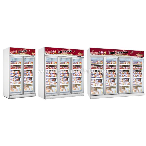 Top Mounted 1 Door Glass Freezer Meat Deep Freezer Upright Showcase