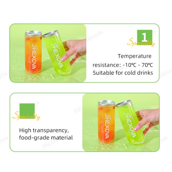 Customizable Logo Transparent Plastic Can For Juice Soda Bottle Pull Ring Lid