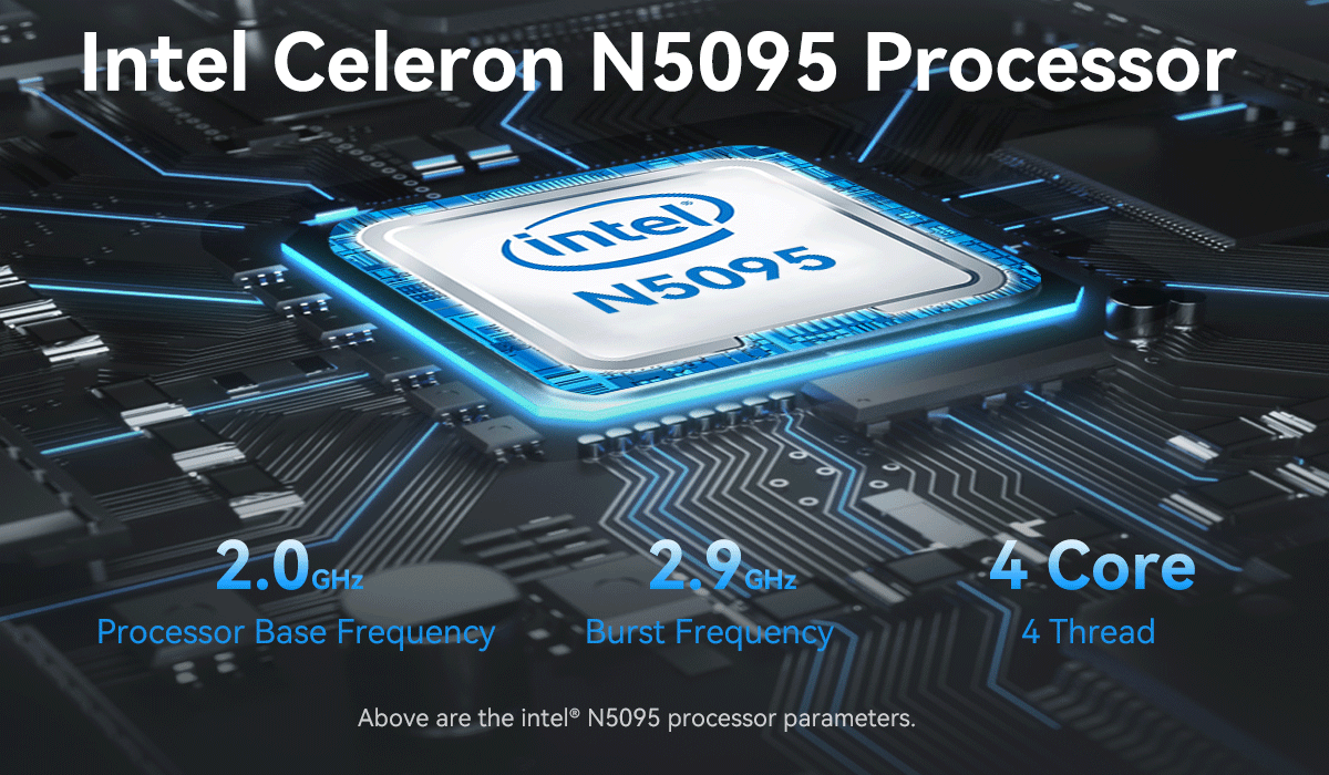 Celeron N5095 Пластиковый Intel Mini PC с двойной LAN DDR4 16G Dual Band WiFi и вентилятором