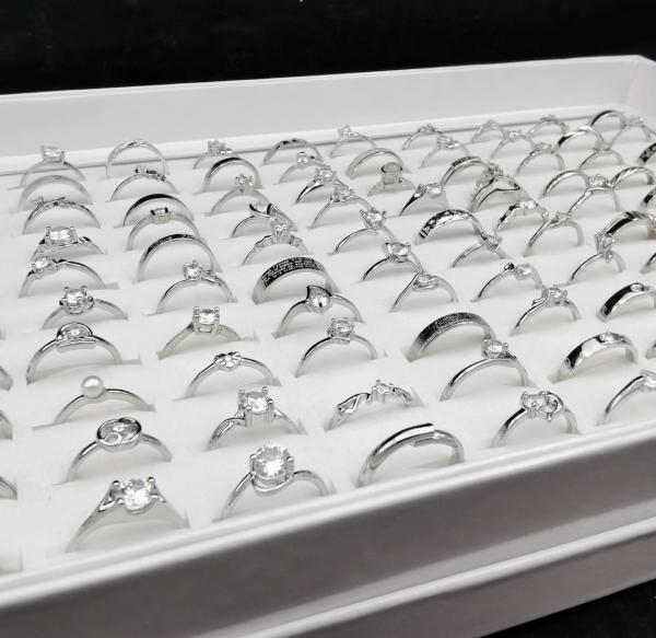 ODM Rhodium Plated 925 Sterling Silver Rings Hypoallergenic