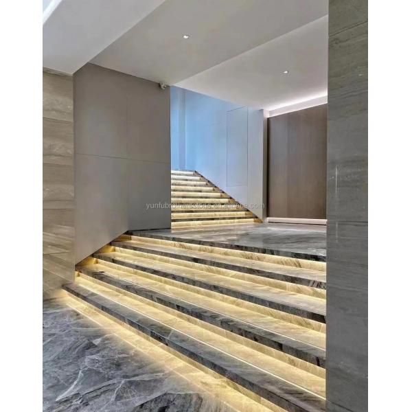 Natural Stone Big Slab Cut-to-Size Honed Stone Slab Modern Marble Stairs for Indoor Villa