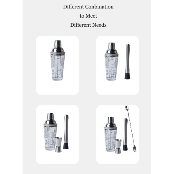 Производство Шейкер стеклянный коктейль Шейкер бутылка с крышкой из нержавеющей стали и степень шкалы