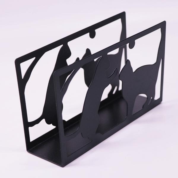Rectangular Metal Tissue Holder / Stand Up Napkin Holder Cute Cat Design