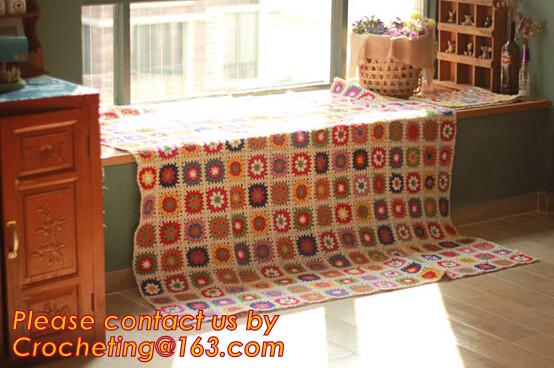 Nordic Hand-woven crochet hook Daisy striped blanket, Cashmere knitted blanket, sofa blank