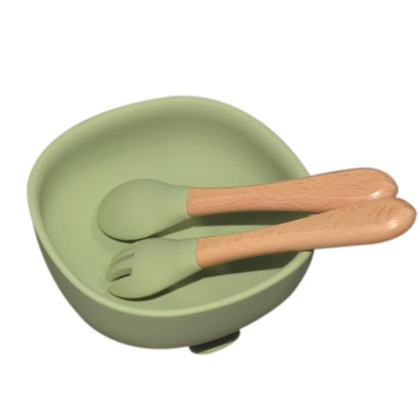 Silicone Baby Tray Silicone Bowl Baby Customized  New Arrivals Round Shape Bpa Free  With Spoon