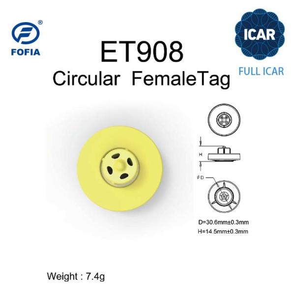 ISO11784/5 Unshared ICAR Code RFID Ear Tag for Animal ID with BLE Reader Support at FULL ICAR ET908 Circular