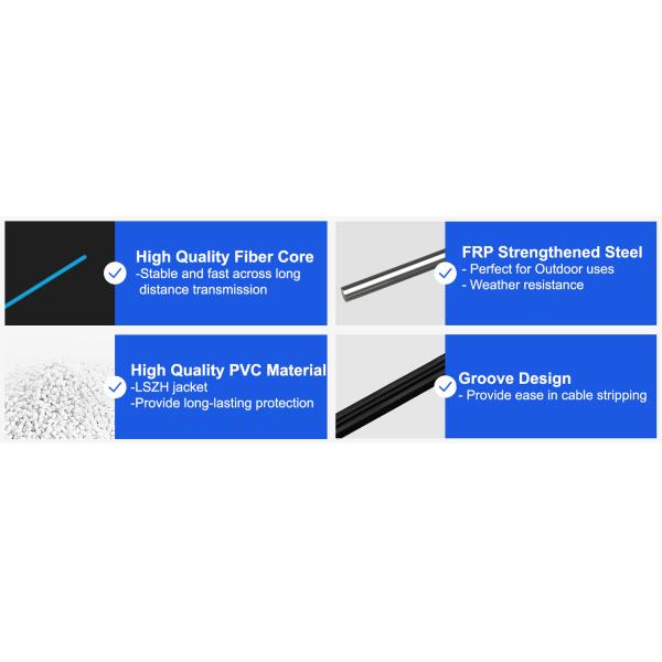 Plywood Drum FTTH Drop Fiber Optic Cable Singlemode KFRP Strength Member