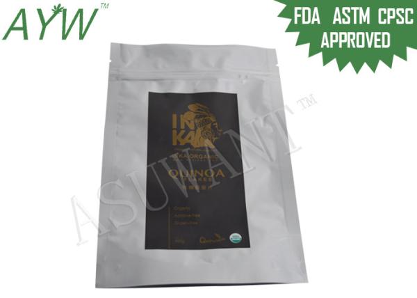 o Quinoa 250g orgânico lasca-se sacos alinhados folha, sacos do armazenamento do alimento de Mylar do fechamento do fecho de correr de FDA 