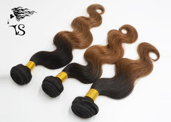 Colored 100% Remy Ombre Human Hair Extensions , Malaysian Body Wave Hair Extensions