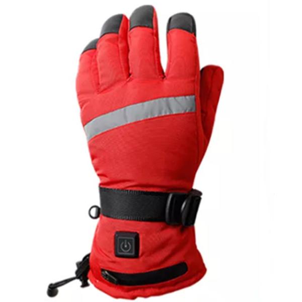Five Finger Battery Warming Gloves One Button Leather Material