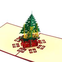 O laser cortou o OEM material de papel estereoscopicamente do ODM da cor do cartão CMYK da árvore de Natal 3D