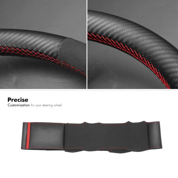 MEWANT Custom Hand Stitching Black Carbon Fiber Steering Wheel Cover for Ford Mustang 1994-2004