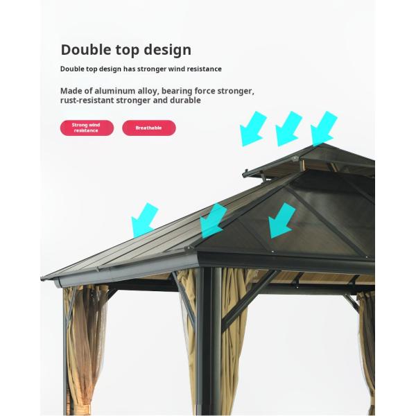 3x4M PC Ceiling Material Outdoor Gazebos With Hardtop for relaxation