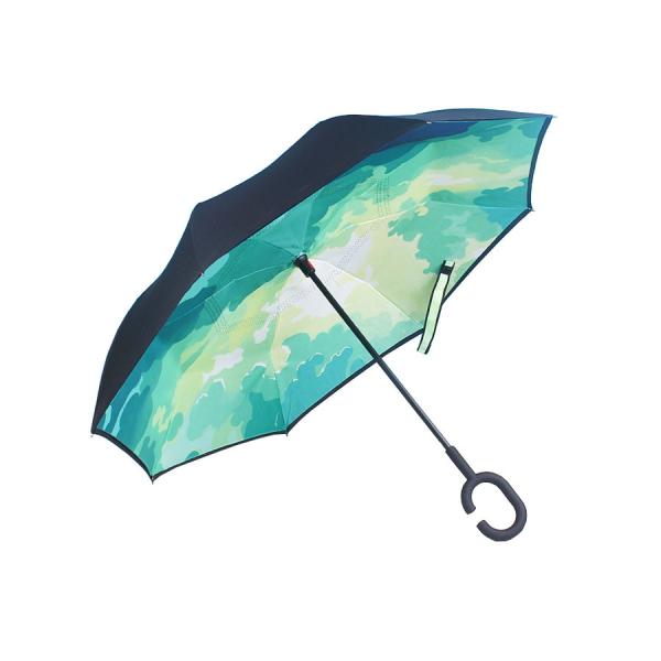 Double Layer C Handle Windproof Reverse Inverted Umbrella