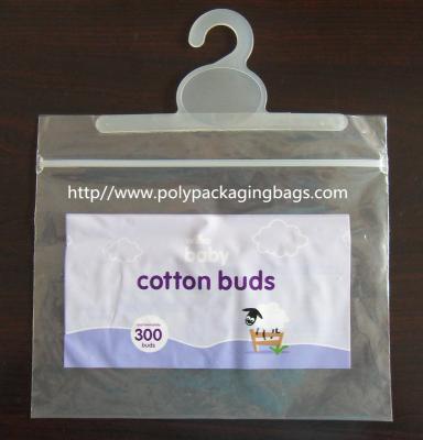 Colorful Printed Cotton Buds Packaging Plastic Bag With Hook Hanger